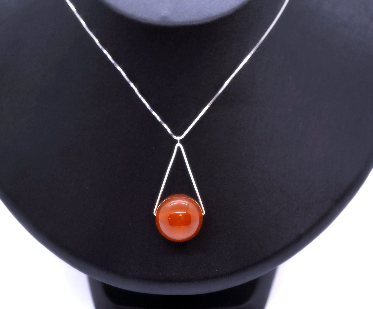 Large Red Carnelian Necklace Full Sterling Silver Geometric Triangle Pendant Red Onyx Jewelry chunky stone jewelry #2352