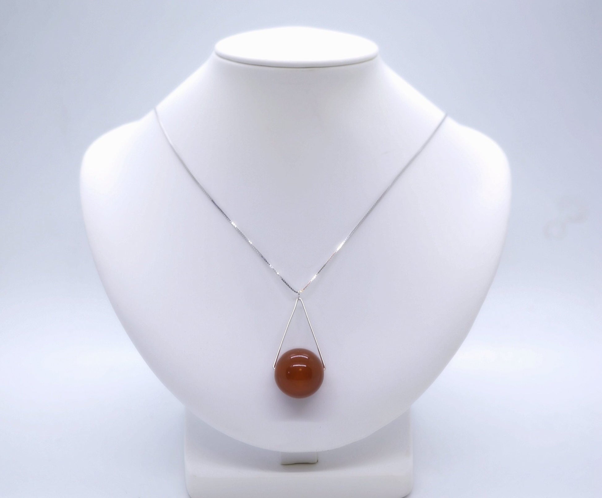 Large Red Carnelian Necklace Full Sterling Silver Geometric Triangle Pendant Red Onyx Jewelry chunky stone jewelry #2352
