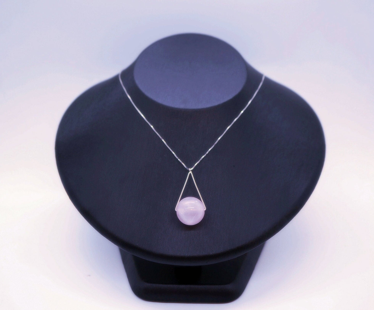 Large 16mm Natural Rose quartz Triangle Sterling Silver Necklace chunky stone jewelry #2461
