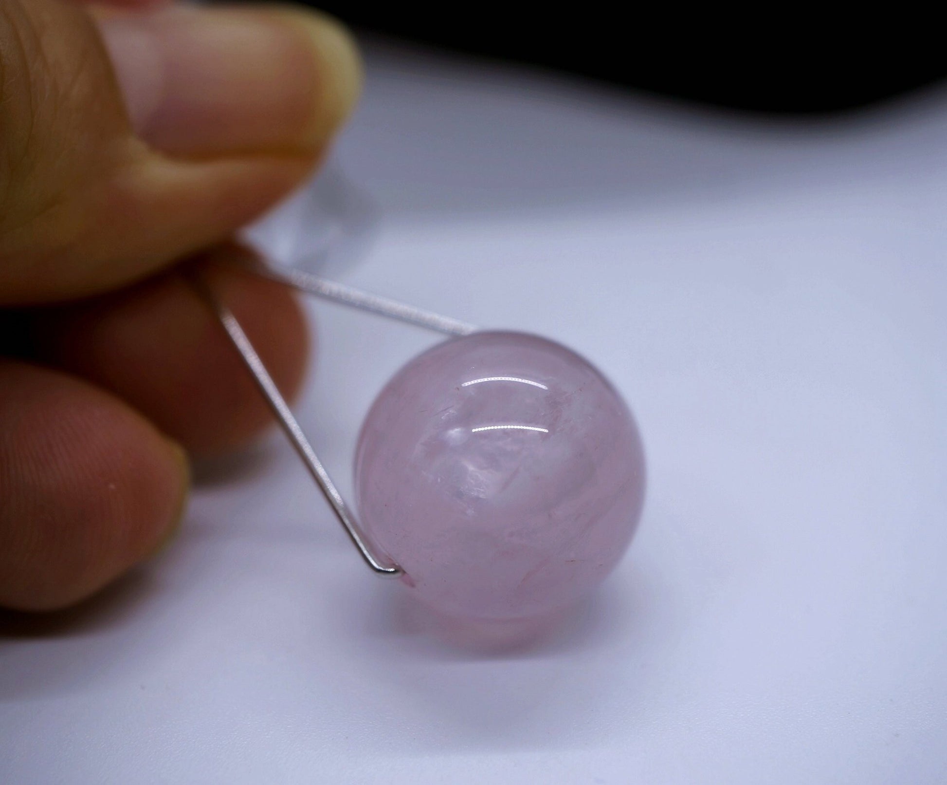 Large 16mm Natural Rose quartz Triangle Sterling Silver Necklace chunky stone jewelry #2461