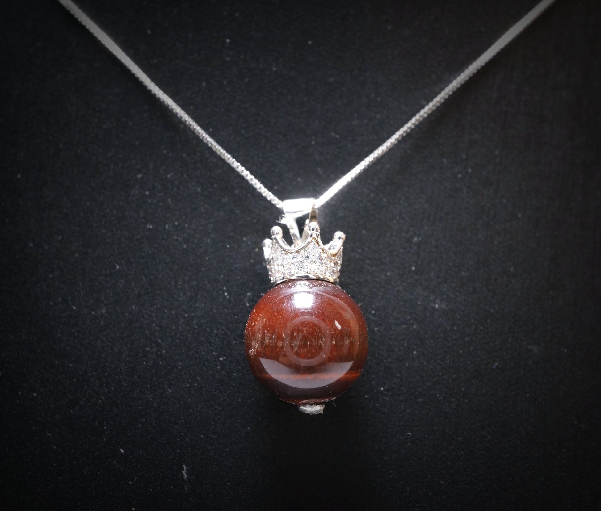 Royal Crown Tigers Eye Pendant: Sterling Silver Gemstone Necklace chunky stone jewelry #2483