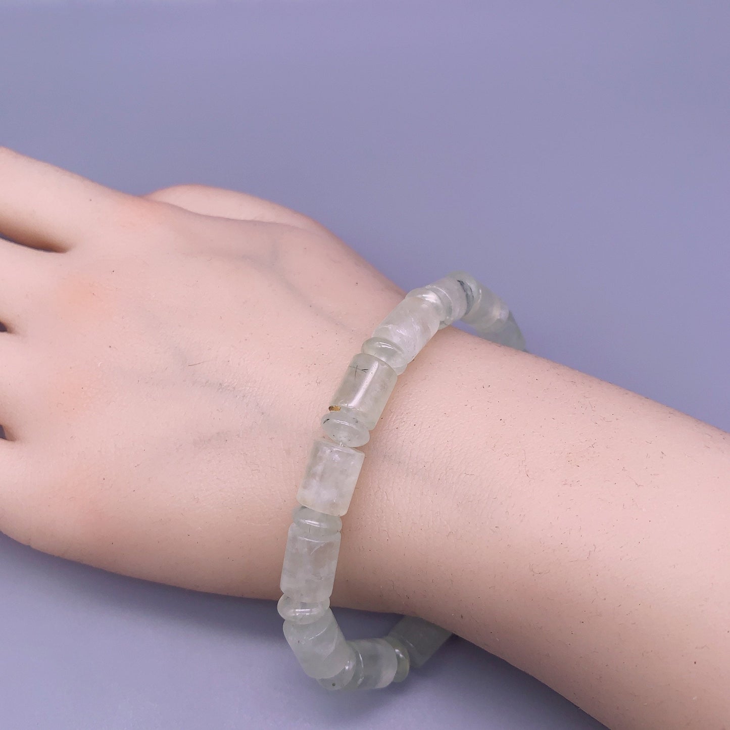 Genuine Prehnite Stone Bracelet: High Energy Heart Chakra Healing chunky stone jewelry #2474