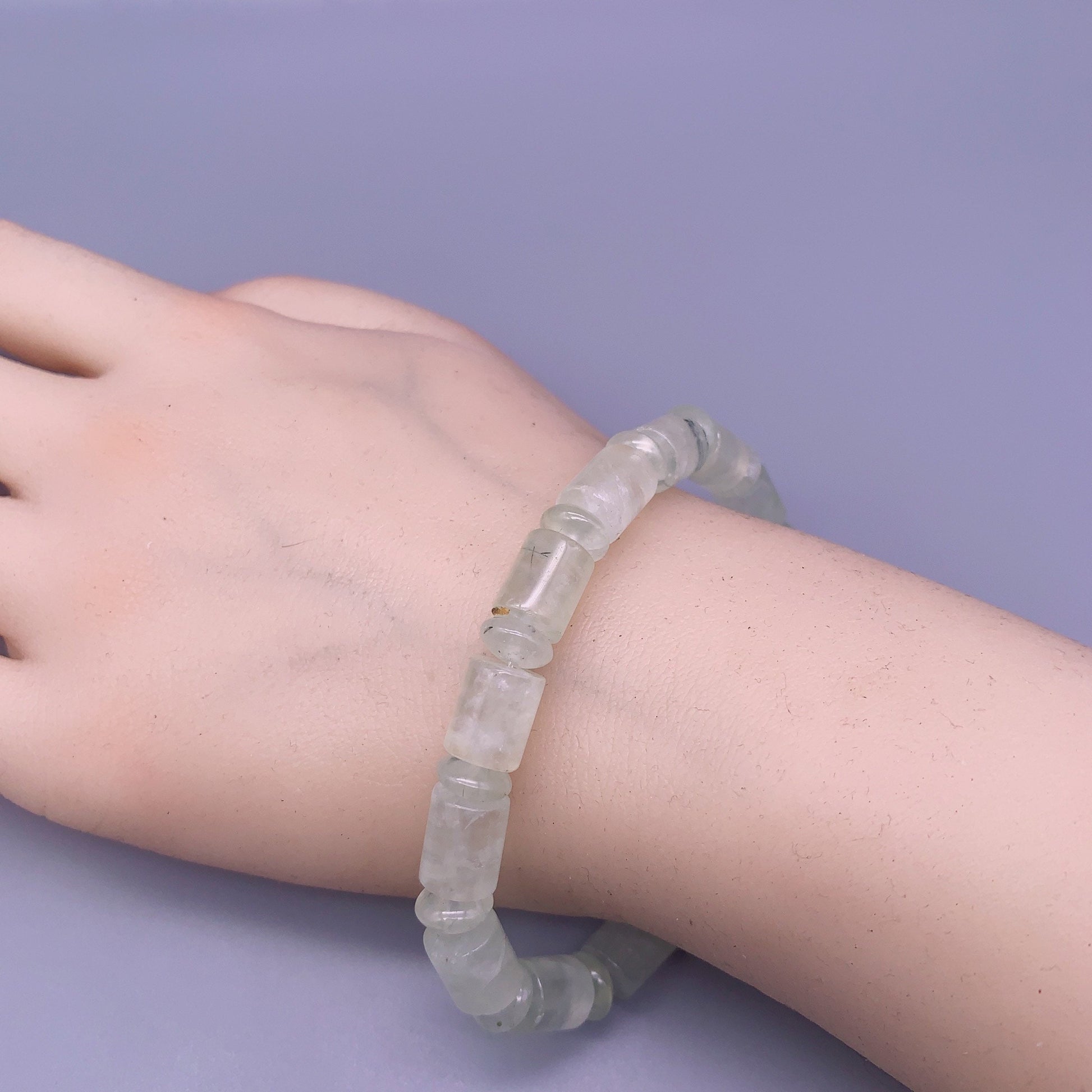 Genuine Prehnite Stone Bracelet: High Energy Heart Chakra Healing chunky stone jewelry #2474