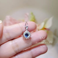 Minimalist Sapphire Necklace Gemstone Sterling Silver Sunflower 6mm 0.85 CT Blue Gemstone September Birthstone 037