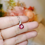 Tiny Red Ruby Necklace • Gemstone Bow Necklace • 2CT Bowknot Ruby Pendant • Sterling Silver Infinite Minimalist Red Gemstone Jewelry #107