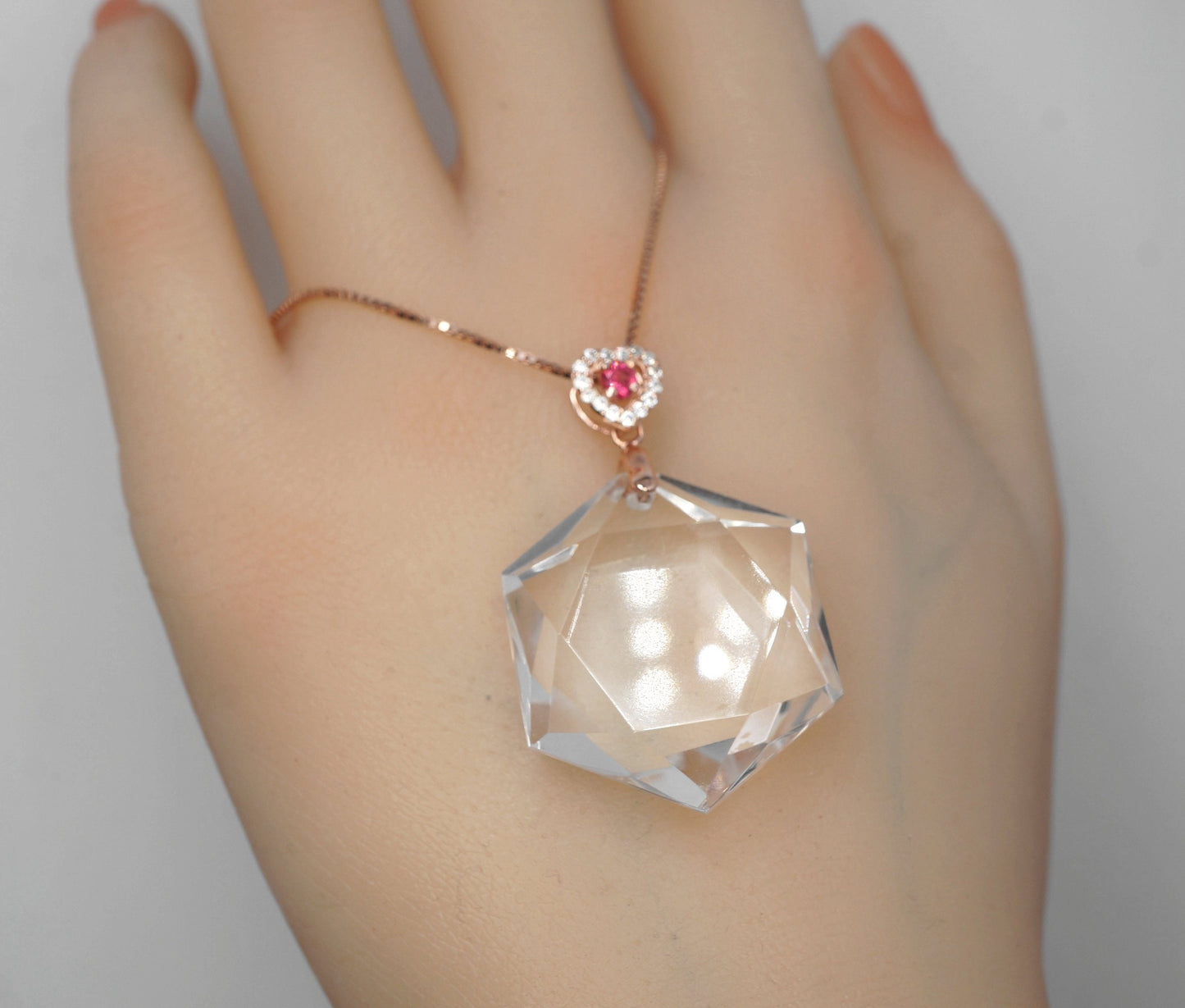 Clear Quartz David Star Pendant: Rose Gold Sterling Silver Necklace chunky stone jewelry #2284