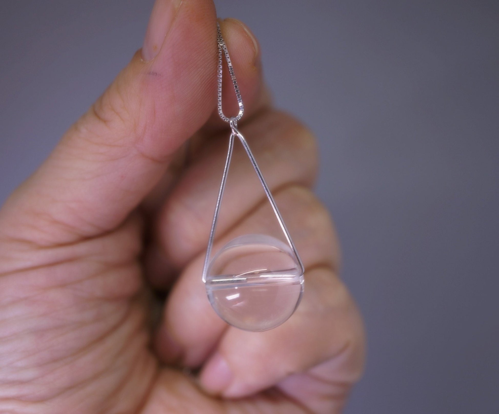 Clear Quartz Necklace: Sterling Silver Geometric Pendant, Chakra Jewelry chunky stone jewelry #2167