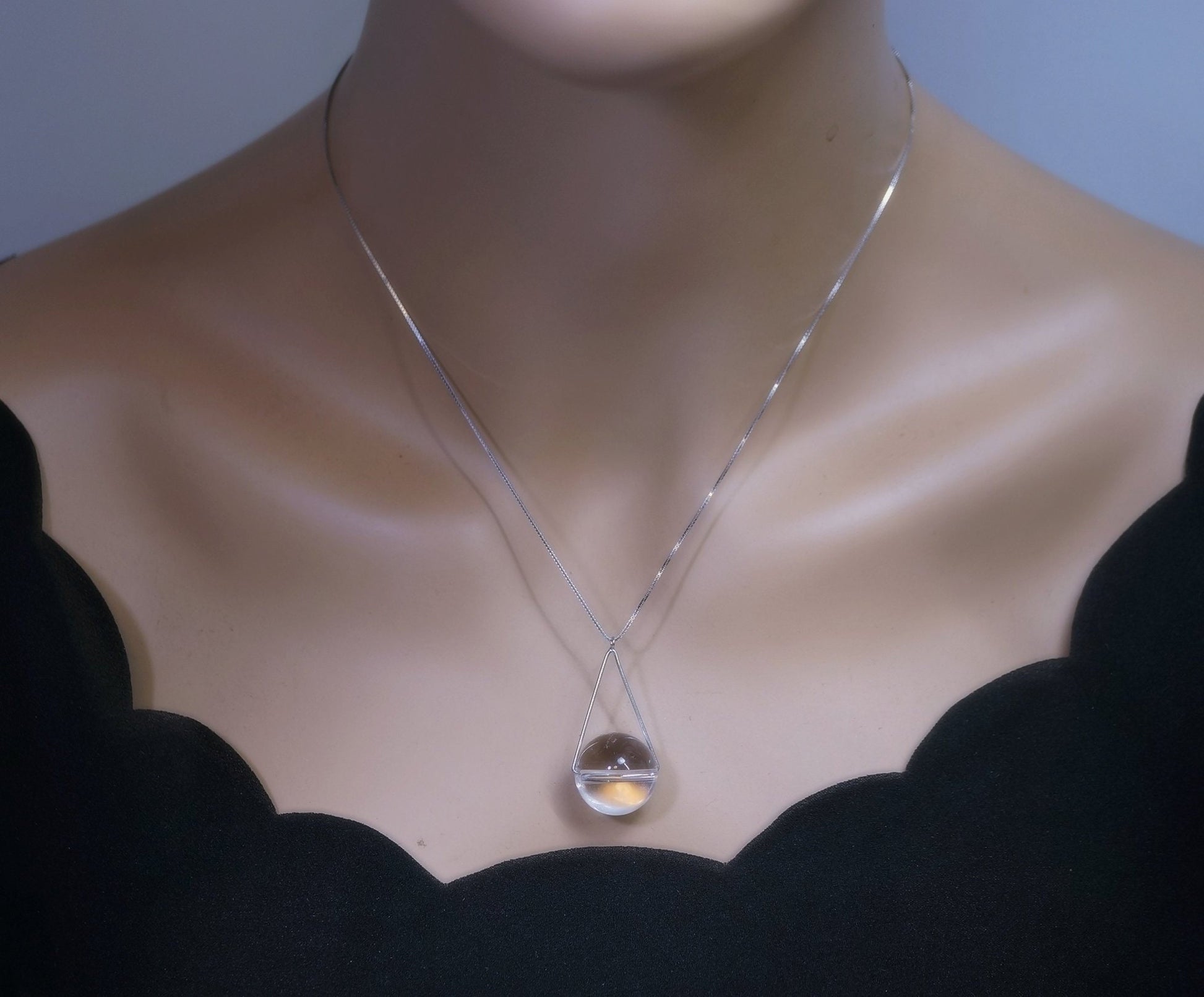 Clear Quartz Necklace: Sterling Silver Geometric Pendant, Chakra Jewelry chunky stone jewelry #2167