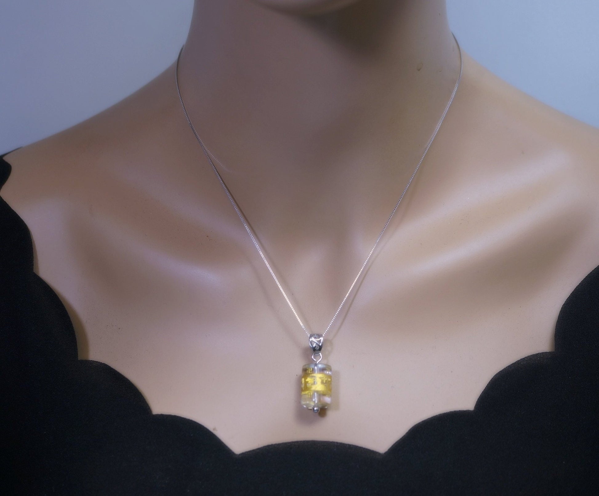 Clear Quartz Mantra Pendant: Sterling Silver Prayer Necklace chunky stone jewelry #2526