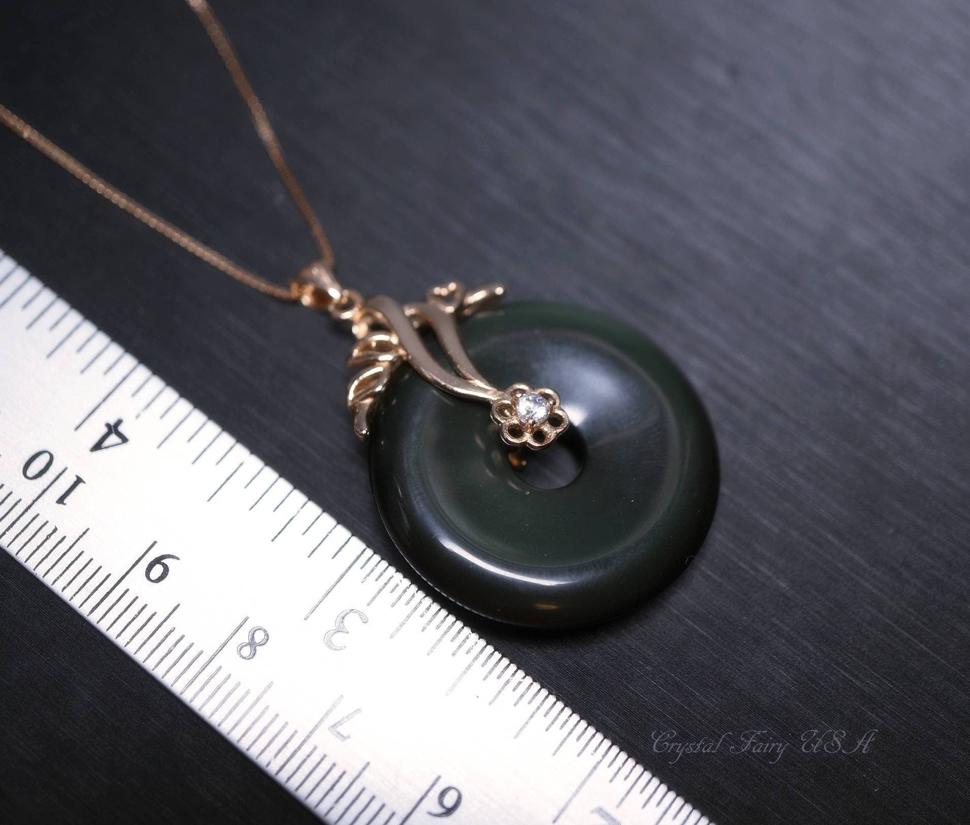 Rainbow Obsidian Donut Necklace: Rose Gold Sterling Silver, Root Chakra chunky stone jewelry #2290