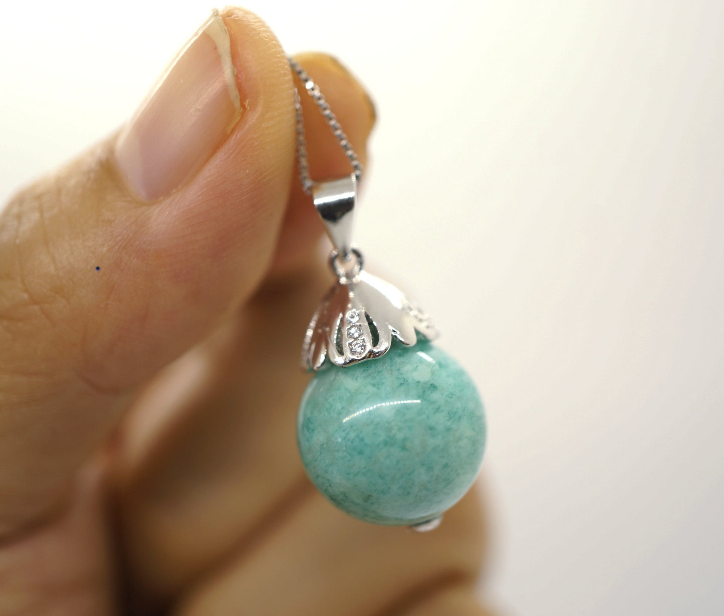 Amazonite Sterling Silver Necklace: High Energy Chakra Jewelry chunky stone jewelry #2377