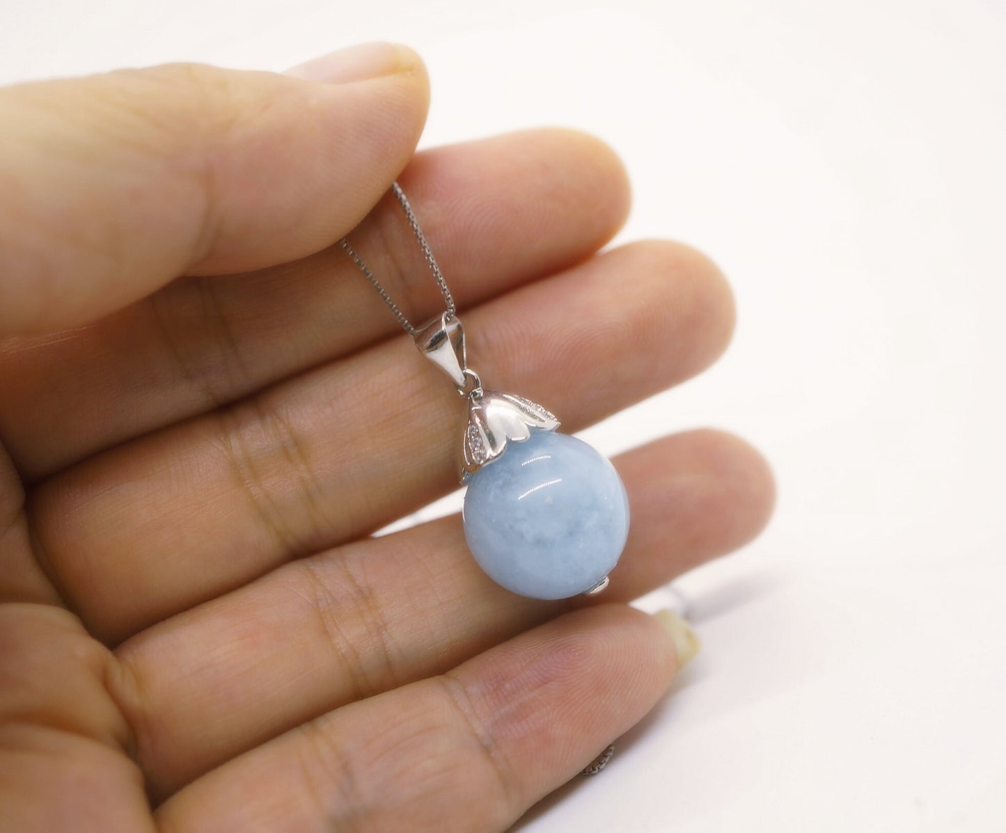 Large Aquamarine Pendant Necklace: Artisan Sterling Silver Jewelry chunky stone jewelry #2024