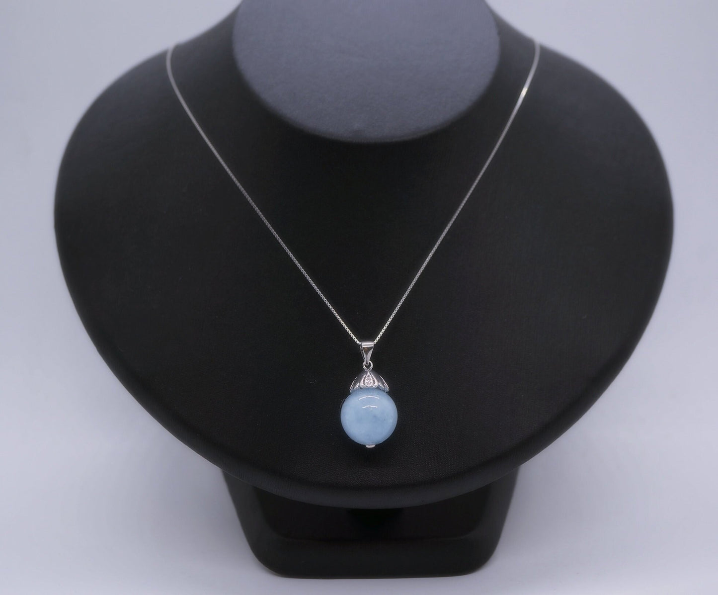 Large Aquamarine Pendant Necklace: Artisan Sterling Silver Jewelry chunky stone jewelry #2024