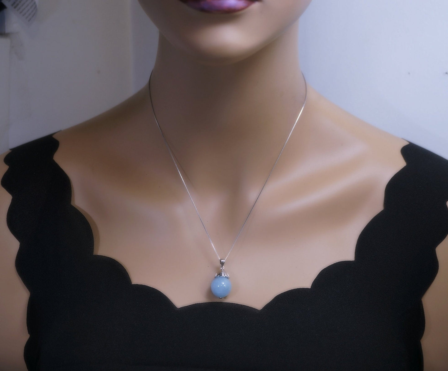 Large Aquamarine Pendant Necklace: Artisan Sterling Silver Jewelry chunky stone jewelry #2024