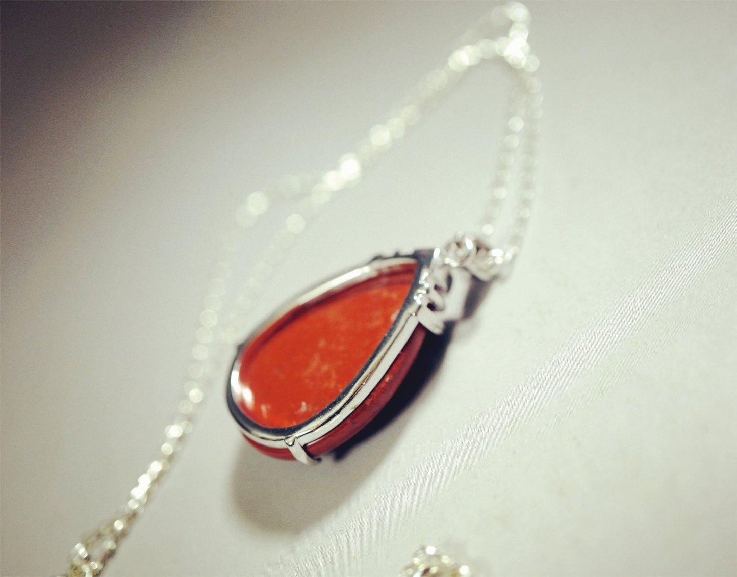 Red Jasper Teardrop Pendant: Sterling Silver Necklace, Root Chakra Healing chunky stone jewelry #2421