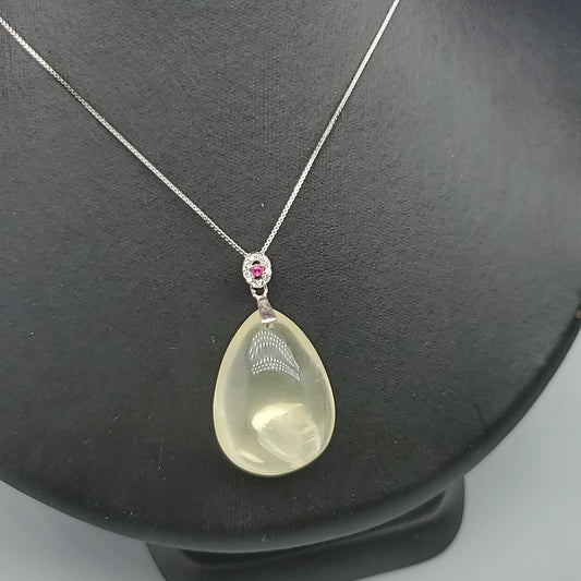 Genuine Citrine Necklace - Sterling Silver Teardrop Natural Citrine Healing Yellow Quartz Pendant chunky stone jewelry #2233