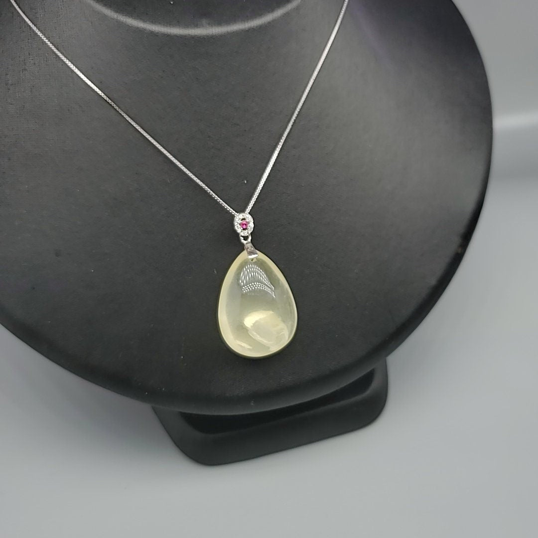 Genuine Citrine Necklace - Sterling Silver Teardrop Natural Citrine Healing Yellow Quartz Pendant chunky stone jewelry #2233