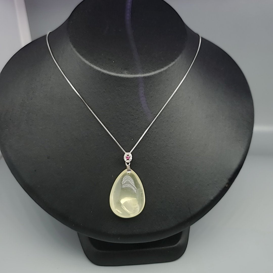 Genuine Citrine Necklace - Sterling Silver Teardrop Natural Citrine Healing Yellow Quartz Pendant chunky stone jewelry #2233