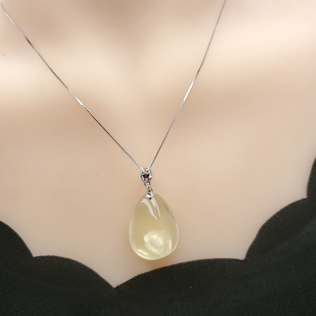 Genuine Citrine Necklace - Sterling Silver Teardrop Natural Citrine Healing Yellow Quartz Pendant chunky stone jewelry #2233