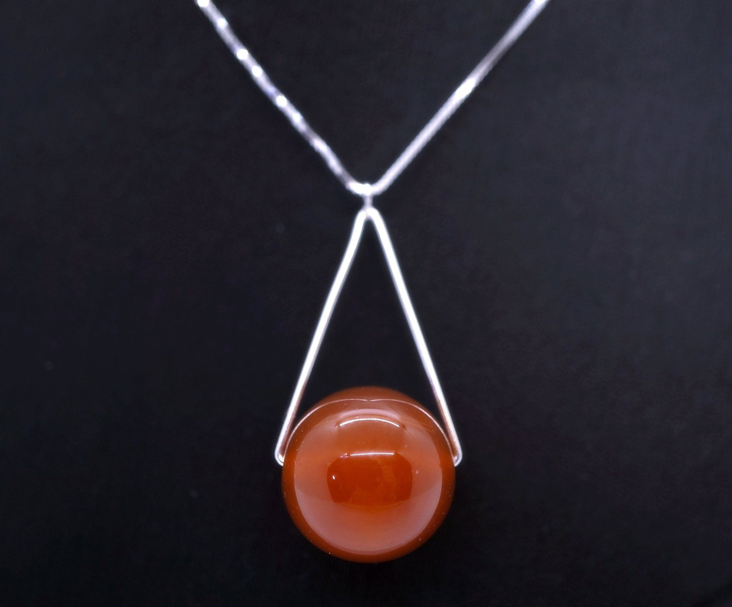 Large Red Carnelian Necklace Full Sterling Silver Geometric Triangle Pendant Red Onyx Jewelry chunky stone jewelry #2352