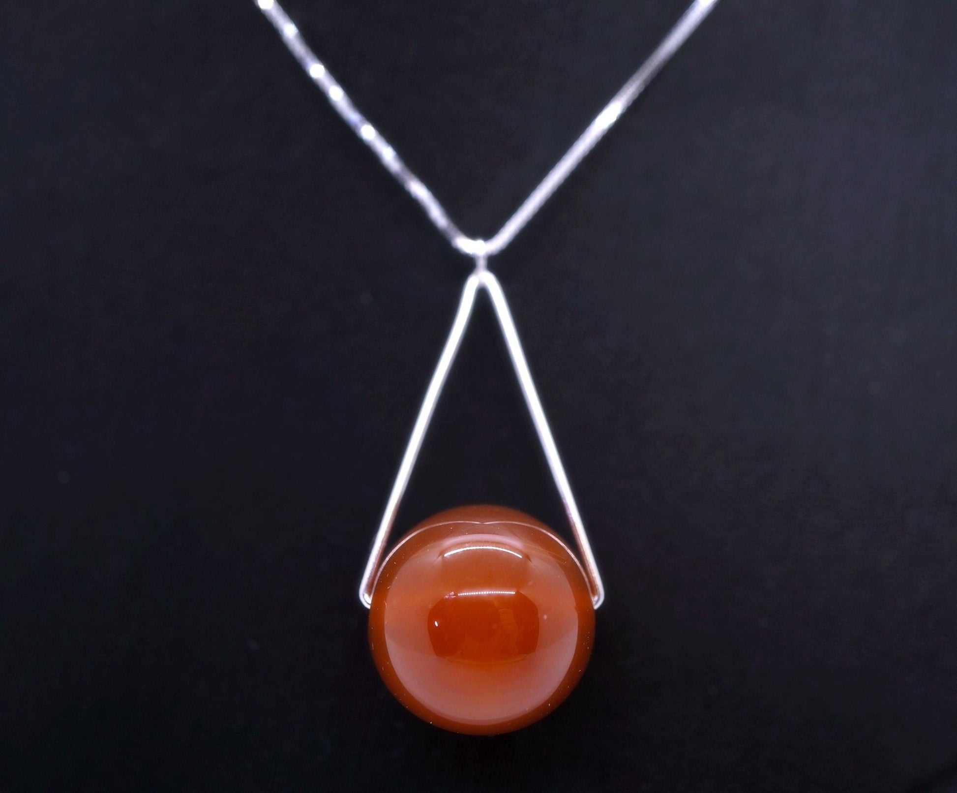 Large Red Carnelian Necklace Full Sterling Silver Geometric Triangle Pendant Red Onyx Jewelry chunky stone jewelry #2352