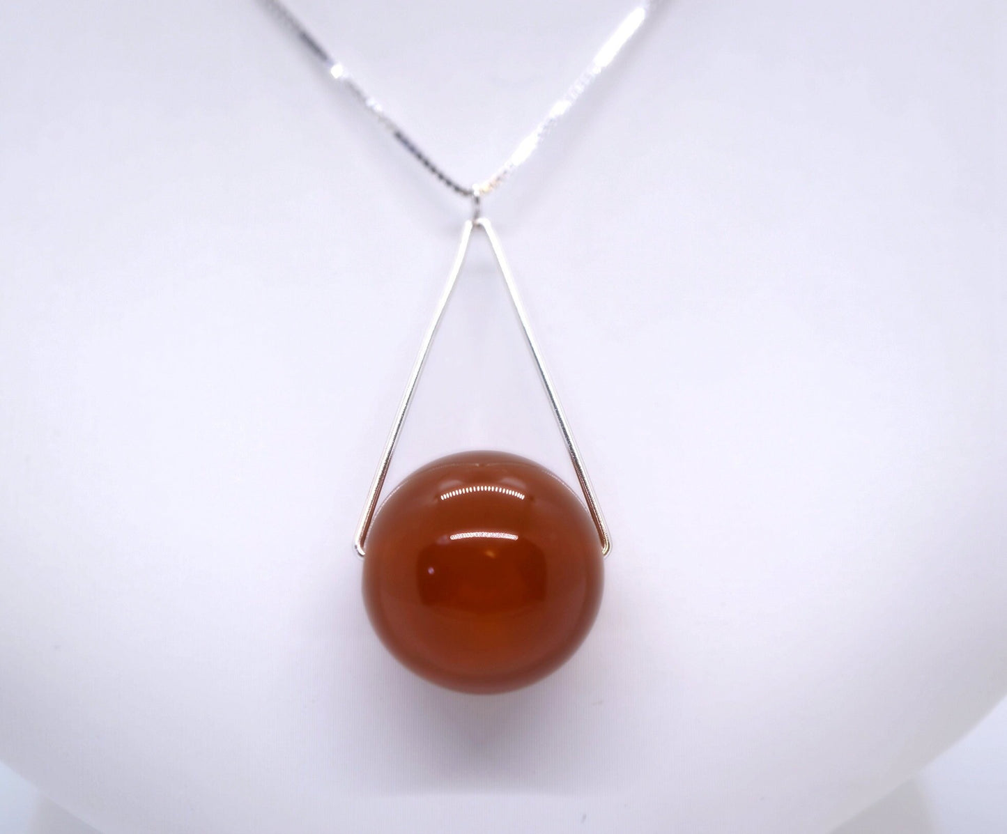 Large Red Carnelian Necklace Full Sterling Silver Geometric Triangle Pendant Red Onyx Jewelry chunky stone jewelry #2352