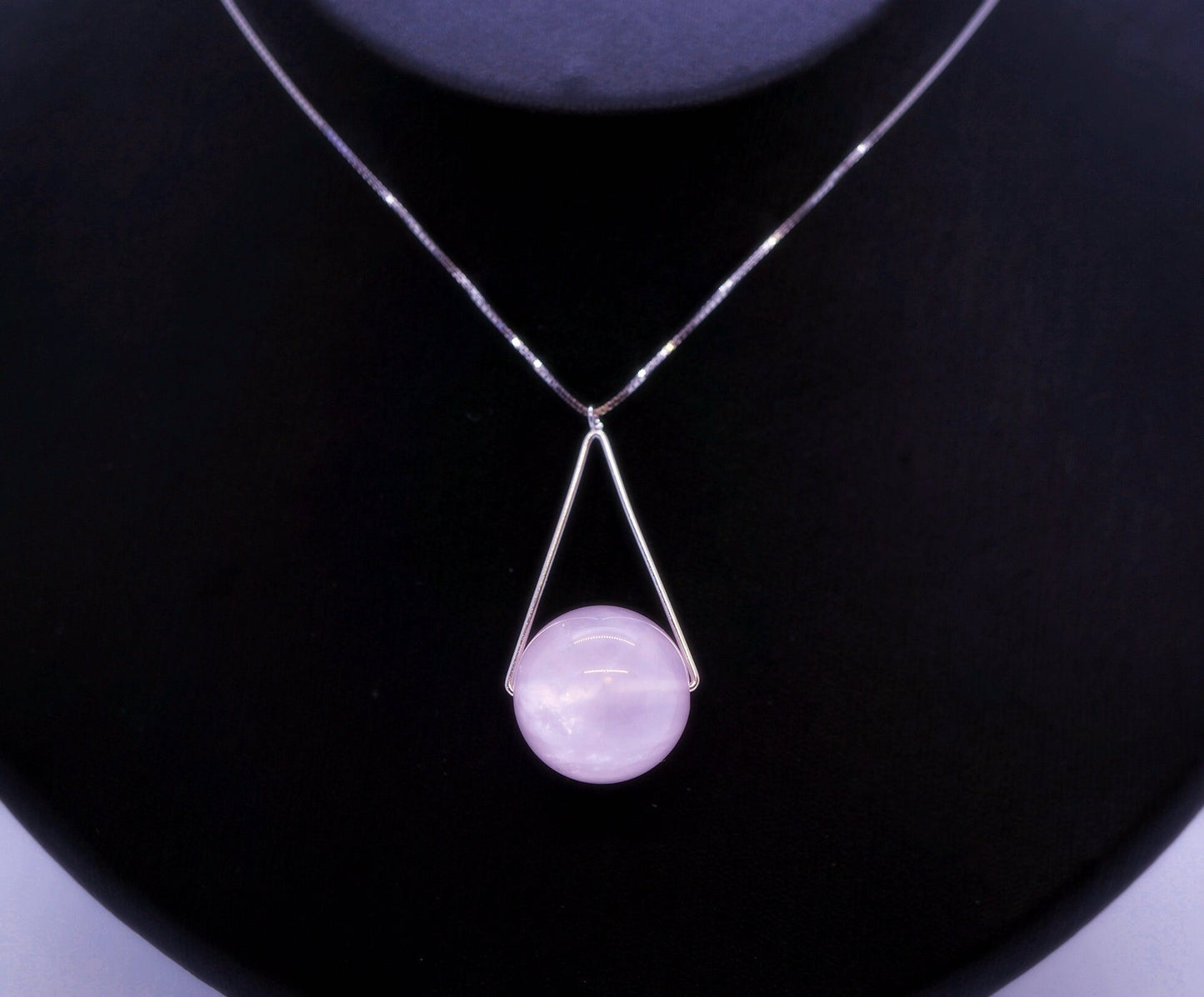 Large 16mm Natural Rose quartz Triangle Sterling Silver Necklace chunky stone jewelry #2461