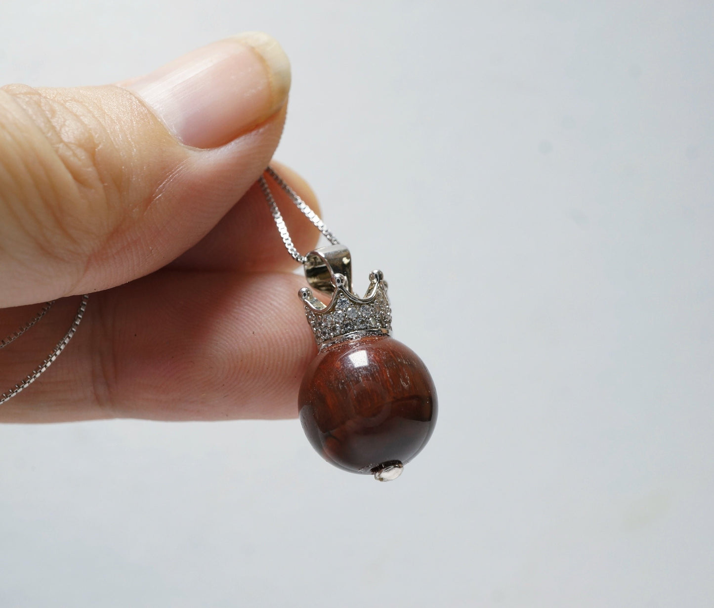 Royal Crown Tigers Eye Pendant: Sterling Silver Gemstone Necklace chunky stone jewelry #2483