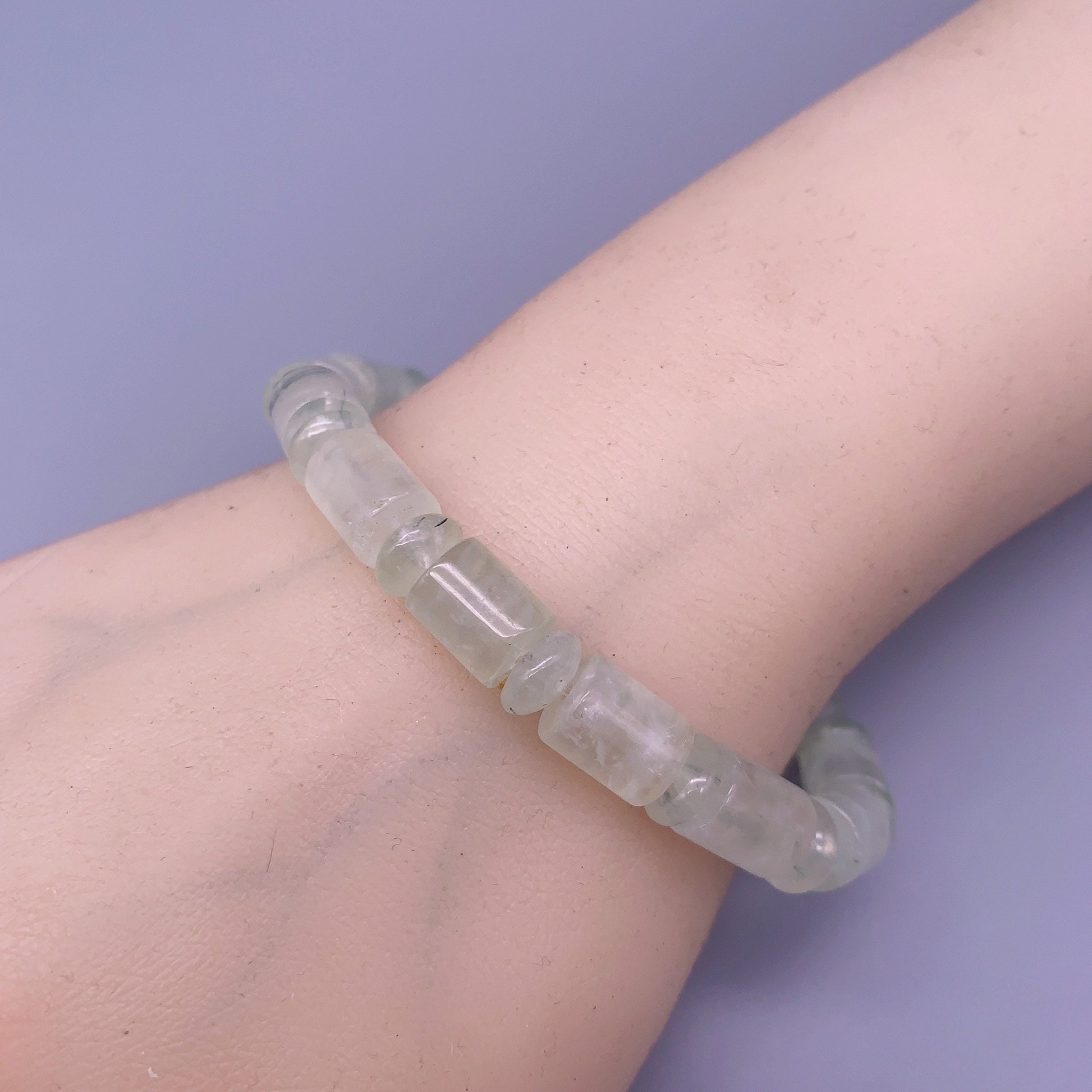 Genuine Prehnite Stone Bracelet: High Energy Heart Chakra Healing chunky stone jewelry #2474