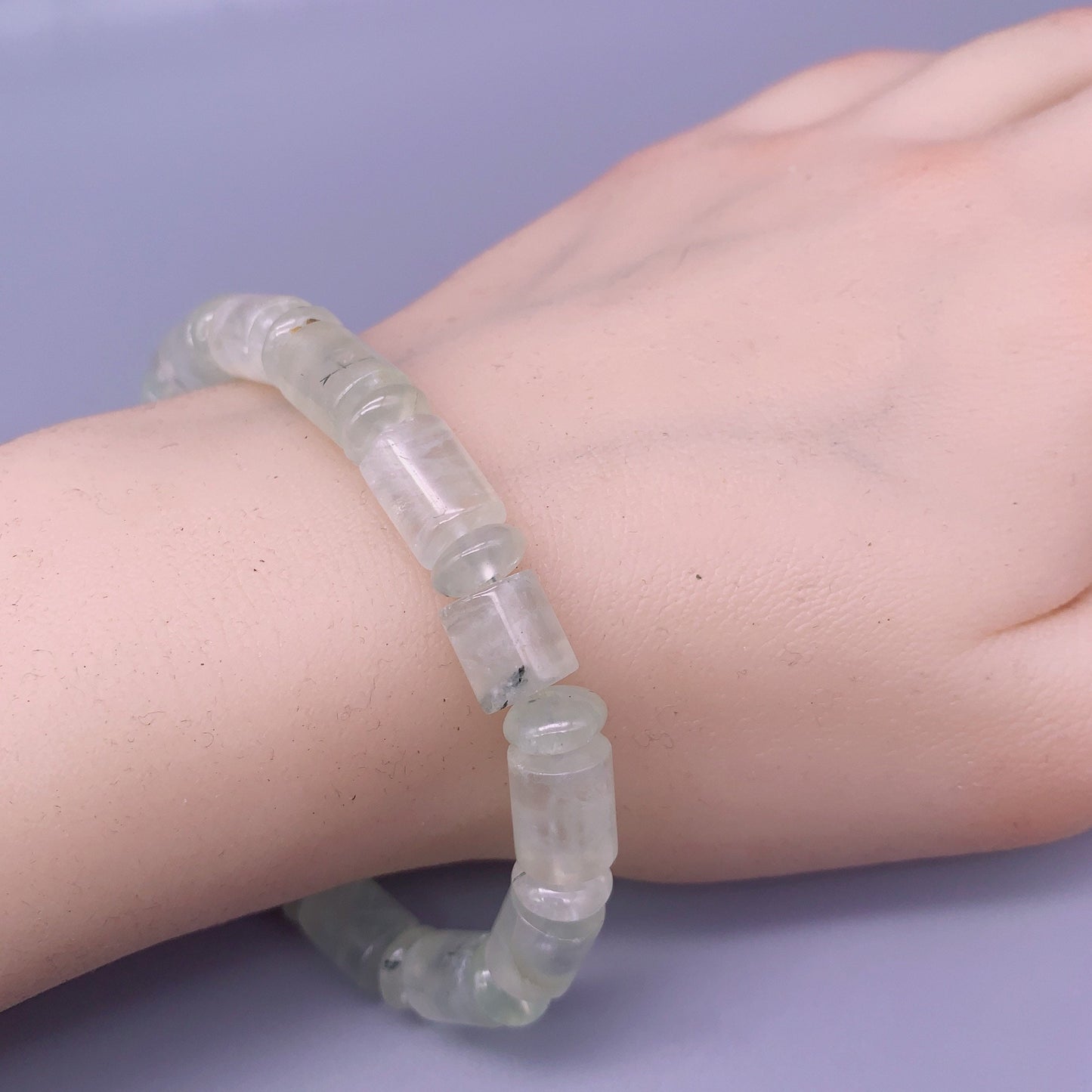Genuine Prehnite Stone Bracelet: High Energy Heart Chakra Healing chunky stone jewelry #2474