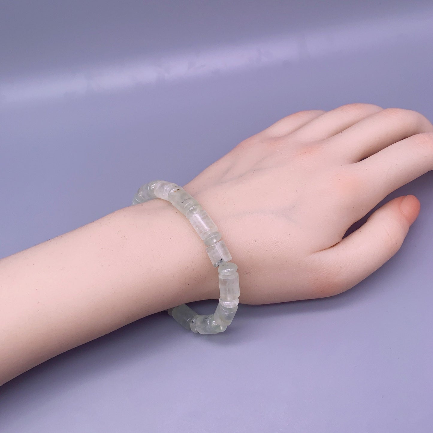 Genuine Prehnite Stone Bracelet: High Energy Heart Chakra Healing chunky stone jewelry #2474