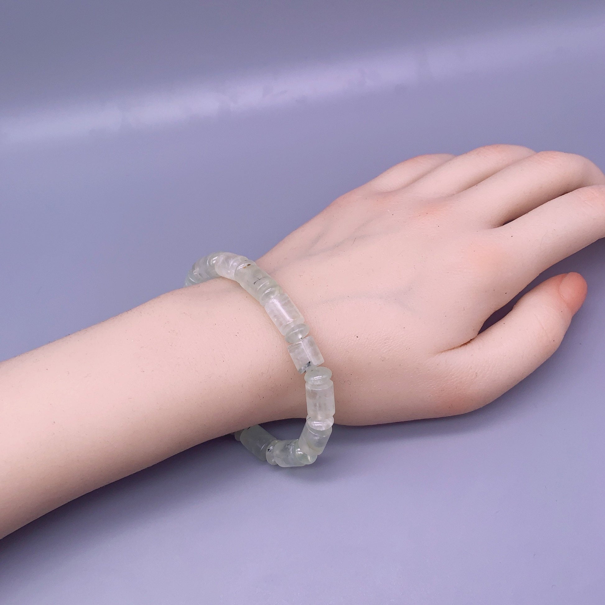 Genuine Prehnite Stone Bracelet: High Energy Heart Chakra Healing chunky stone jewelry #2474