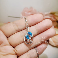 Swiss Blue Topaz Necklace - Sterling Silver Leaf Necklace - Blue Topaz Pendant #329