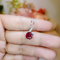 Tiny Red Ruby Necklace • Gemstone Bow Necklace • 2CT Bowknot Ruby Pendant • Sterling Silver Infinite Minimalist Red Gemstone Jewelry #107