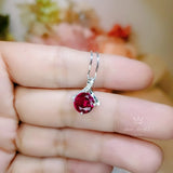 Tiny Red Ruby Necklace • Gemstone Bow Necklace • 2CT Bowknot Ruby Pendant • Sterling Silver Infinite Minimalist Red Gemstone Jewelry #107