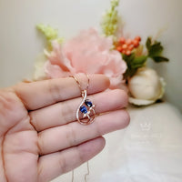 Rose Gold Leaf Tanzanite Necklace - Sterling Silver Leaf Double Stone December Birthstone Tiny Deliciated Tanzanite Pendant #393