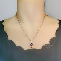 Rose Gold Leaf Tanzanite Necklace - Sterling Silver Leaf Double Stone December Birthstone Tiny Deliciated Tanzanite Pendant #393