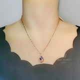 Rose Gold Leaf Tanzanite Necklace - Sterling Silver Leaf Double Stone December Birthstone Tiny Deliciated Tanzanite Pendant #393