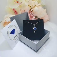 Blue Sapphire Necklace White Gold Sterling Silver Dynamic Bow Swirl 2 CT Blue Pendant September Birthstone Infinity S Style #558