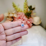 Tanzanite Necklace - Gemstone Princess Diana Style Simple Solitaire Halo - Blue Tanzanite Pendant Rose gold coated sterling silver 041