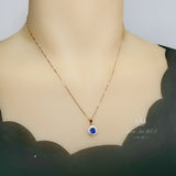 Tanzanite Necklace - Gemstone Princess Diana Style Simple Solitaire Halo - Blue Tanzanite Pendant Rose gold coated sterling silver 041