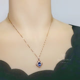 1.5 ct Tanzanite Pendant Necklace - Rose gold Sterling Silver Flower OF Life Small Tanzanite Necklace - December Birthstone #290