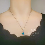 Round Blue Topaz Necklace - 18kgp Sterling Silver - 2 CT Gemstone Halo Blue Topaz Pendant - Solitaire Simple Swiss Blue Topaz Jewelry #291