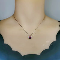 Ruby Horseshoe Necklace Sterling Silver Tiny Dainty Gemstone Stone Ruby Choker Platinum Overlay 925 Silver Box Chain #006