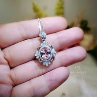 Pink Morganite Necklace - Sterling Silver Flower Gemstone 2.5 CT Morganite Pendant #643