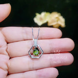 Geometric Green Peridot Necklace - Sterling Silver Tiny Triangle Gemstone Teardrop Peridot Pendant - Minimalist Green Gemstone Jewelry #116