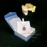 Large Blue Tanzanite Necklace - Rose Gold Sterling Silver Gemstone Halo Sun Style 4 CT Royal Blue Tanzanite Pendant #610