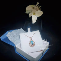 Teardrop Aquamarine Necklace Rose Gold Sterling Silver 2.8 ct Blue Aquamarine Pendant - March Birthstone - Layered Lily Flower Jewelry #750