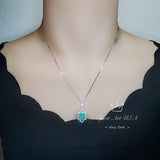 Blue Paraiba Tourmaline Necklace - Gemstone Medal of Honor Flower Jewelry - Sterling Silver Star Pendant - Four Petal Flower Jewelry #449