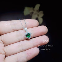 Super Tiny Emerald Heart Necklace Full Sterling Silver Made May Birhtstone Minimalist Green Gemstone Heart Pendant 023